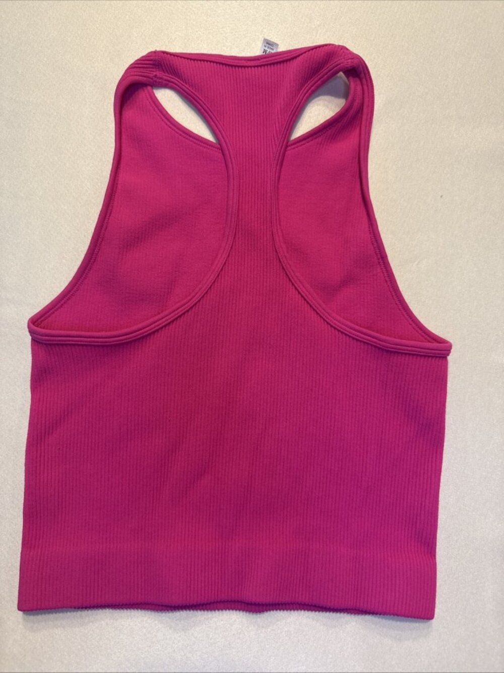Zenana Women's Pink Ribbed Cropped Tank Top Round Neck Size S/M - Picture 2 of 5